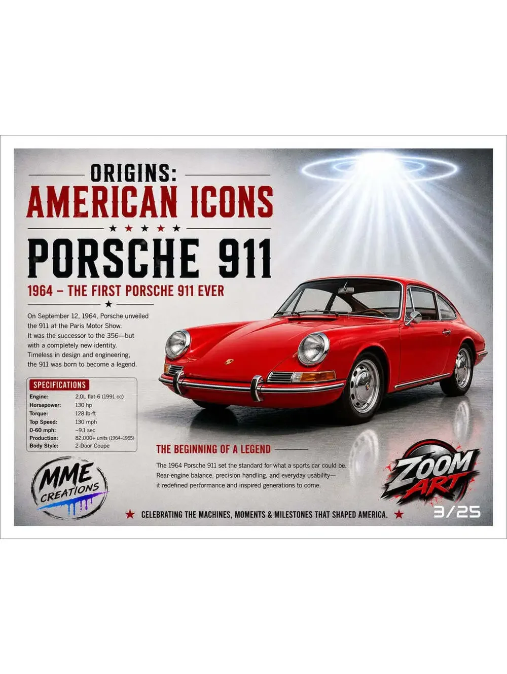 4690 Porsche 911 American Icons 8x10 Glossy Print